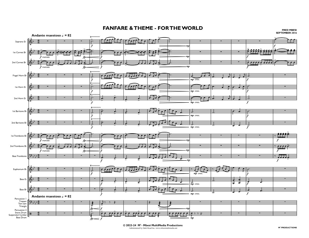 Fanfare & Theme - For the World, sample page 1