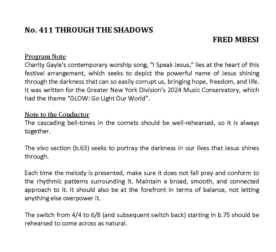 Through the Shadows — Programme and conductor’s notes, 1